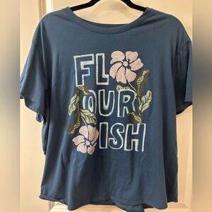 Sonoma Blue Short Sleeve Tee with Floral Design